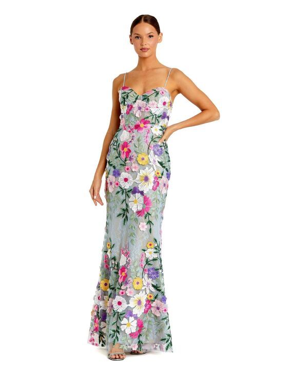 マックダガル レディース トップス ワンピース フラワー柄 ノースリーブ 刺繍 フラワー Mac Duggal Womens Floral Embroidered Sleeveless Bustier Gown Sage multi セージ