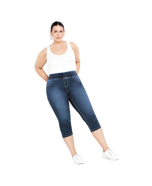 アベニュー レディース ボトムス デニムパンツ AVENUE Womens Butter Denim Pull On Crop Jean Mid wash デニム