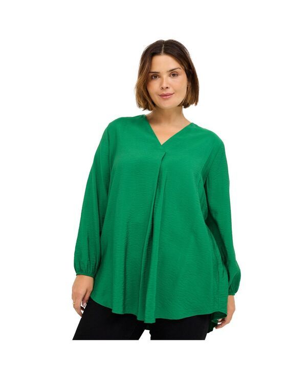 Ellos レディース トップス シャツ ellos Womens Long Sleeve Inverted Pleatunic Royal green グリーン