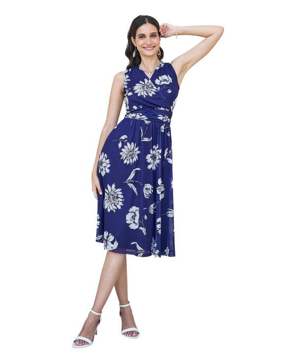 ユミキム レディース トップス ワンピース フラワー柄 プリント メッシュ フラワー Yumi Womens Floral Print Stretch Mesh Dress Navy ネイビー