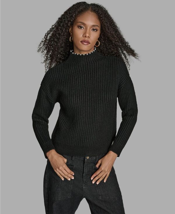ビーシビージー レディース アウター ニット・セーター モックネック BCBG Womens Long Sleeve Mock Neck Sweater Black ブラック