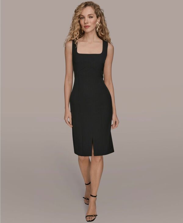 ダナ キャラン ニューヨーク レディース トップス ワンピース ミディ Donna Karanew York Womensquare Neck Midi Dress Black ブラック