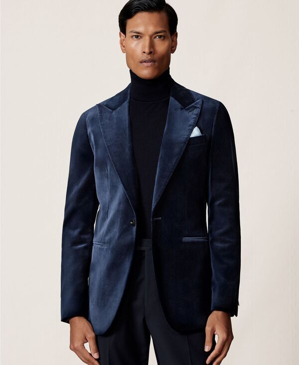 レイス メンズ アウター ジャケット・ブルゾン ベルベット ブレザー REISS MensingleBreasted Velvet SlimFit Blazer Navy ネイビー