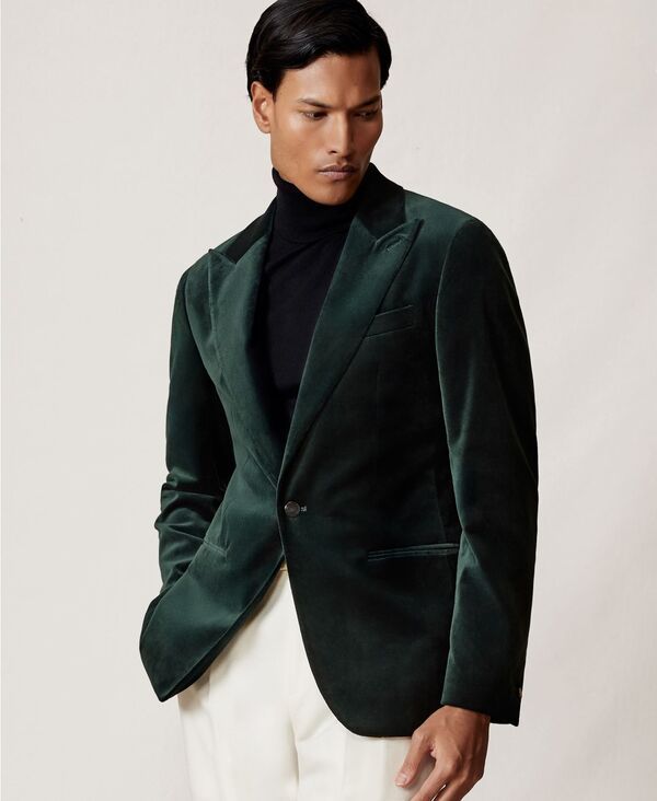 レイス メンズ アウター ジャケット・ブルゾン ベルベット ブレザー REISS MensingleBreasted Velvet SlimFit Blazer Emerald Green グリーン