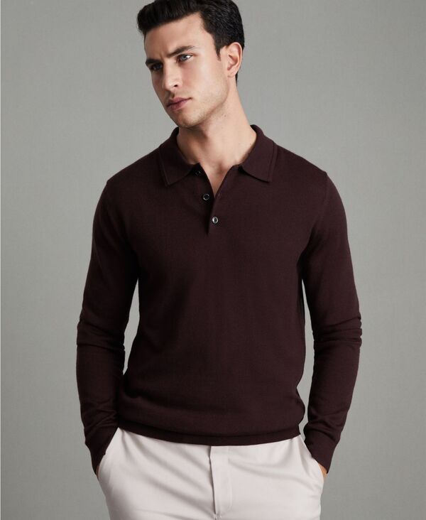 レイス メンズ トップス ポロシャツ ウール REISS Mens Merino Wool Polo Shirt Dark Bordeaux 26,492円