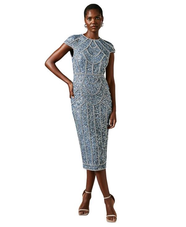コースト レディース トップス ワンピース Coast Womens Embellished Pencil Dress Dusty blue ブルー