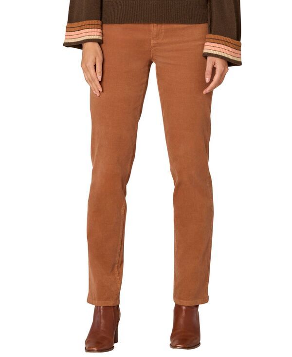 デモクラシー レディース ボトムス デニムパンツ コーデュロイ プチ ジーンズ Democracy Petite Absolution Corduroy StraightLeg Jeans Burnt Orange オレンジ
