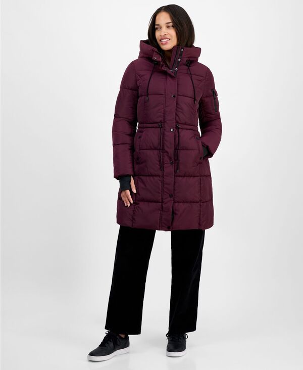 スティーブ マデン レディース アウター ジャケット・ブルゾン コート Steve Madden Womens Hooded Puffer Utility Coat Burgundy バーガンディ