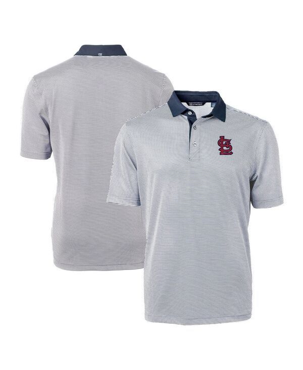 カッターアンドバック メンズ トップス ポロシャツ Cutter Buck Mens NavyWhite St Louis Cardinals Virtueco Pique Micro Stripe Polo Shirt Navy White ホワイト