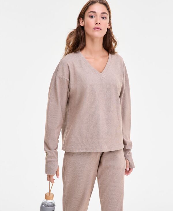 イデオロギー レディース アウター ニット・セーター Vネック IDeology Womens Brushed Rib VNeck Sweater Pine Brown ブラウン