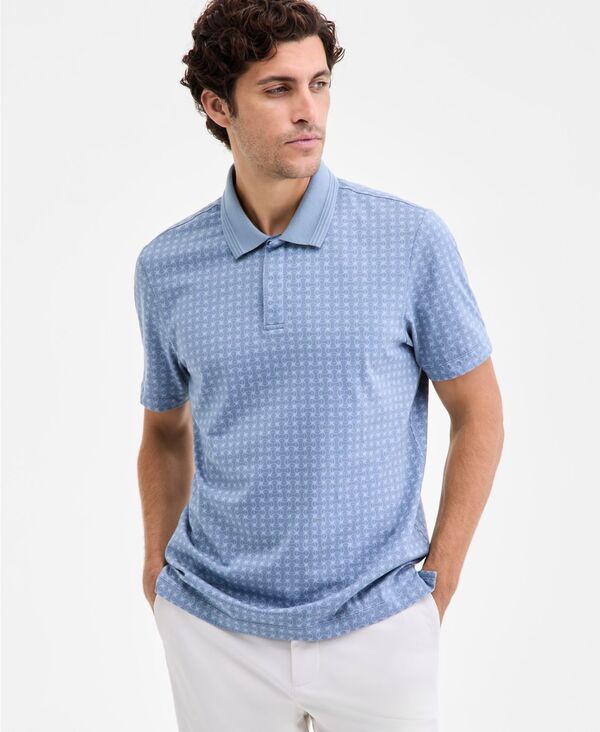 アルファニ メンズ トップス ポロシャツ Alfani Mens MicroLattice Polo Shirt Wash Denim デニム
