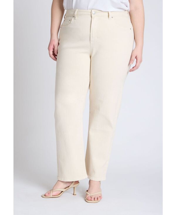エロクイ レディース ボトムス デニムパンツ プラスサイズ ELOQUII Womens Plusize The Naomi Comfort Stretch Straight Jean Ecru エクリュ
