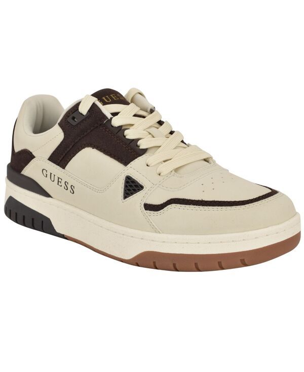 ゲス メンズ シューズ スニーカー レース GUESS Mens Nadine Paneled LaceUp Fashion Sneakers Ivory multi アイボリー