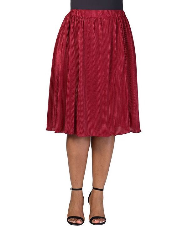 24 セブンコンフォート レディース ボトムス スカート プラスサイズ ミディ 24seven Comfort Apparel Plus Size Elastic Waistband Party Midi Skirt Wine ワイン