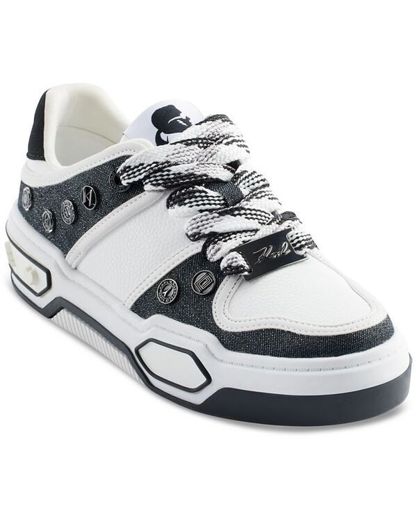 カール ラガーフェルド レディース シューズ スニーカー レース KARL LAGERFELD PARIS Womens Cyndra Lace Up Sneakers Black Bright White ホワイト