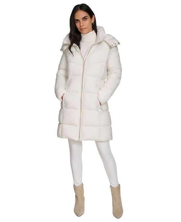 カルバンクライン レディース アウター ジャケット・ブルゾン ミディ コート Calvin Klein Womens Hooded FauxFurLined Midi Puffer Coat Eggshell