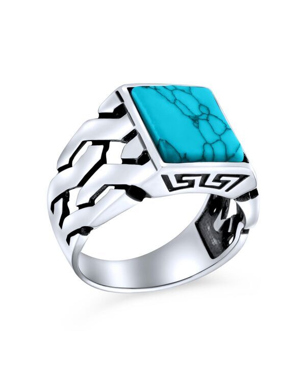 ブリング レディース アクセサリー Bling Jewelry Cuban Curb Link Chain Band Rectangle Signet Ring Sterling Aqua アクア