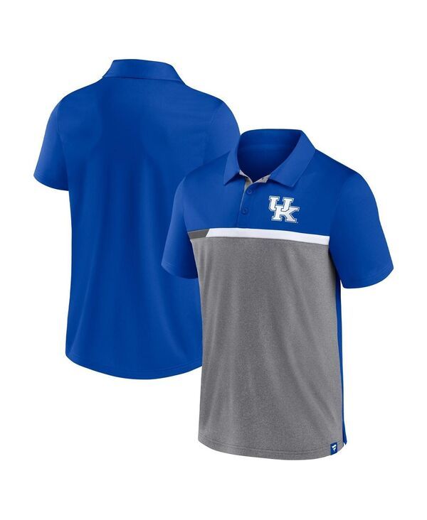 ファナティクス メンズ トップス ポロシャツ Fanatics Mens Royal Heathered Gray Kentucky Wildcatsplit Block Color Block Polo Shirt Royal Heathered Gray