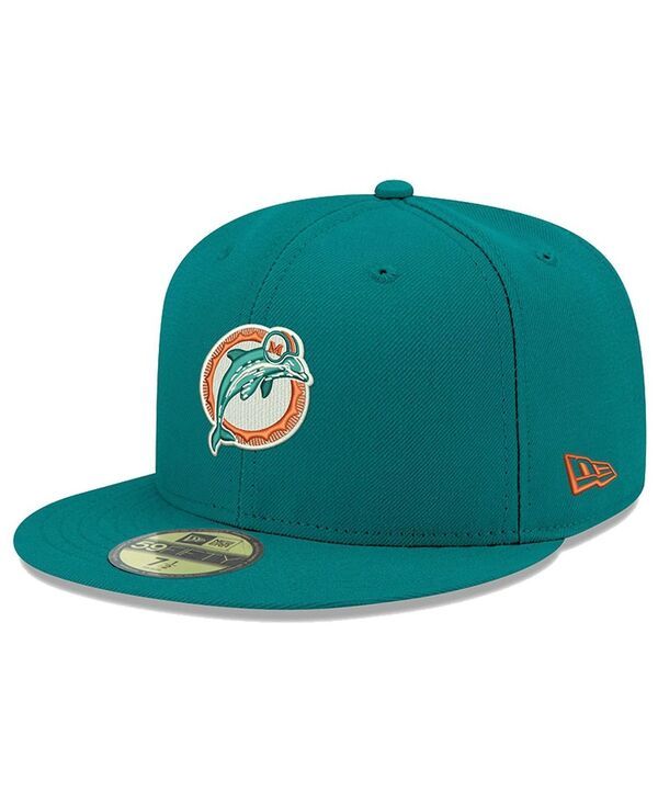 ニューエラ メンズ アクセサリー 帽子 New Era Mens Aqua Miami Dolphins Omaha Throwback 59FIFTY Fitted Hat Aqua アクア