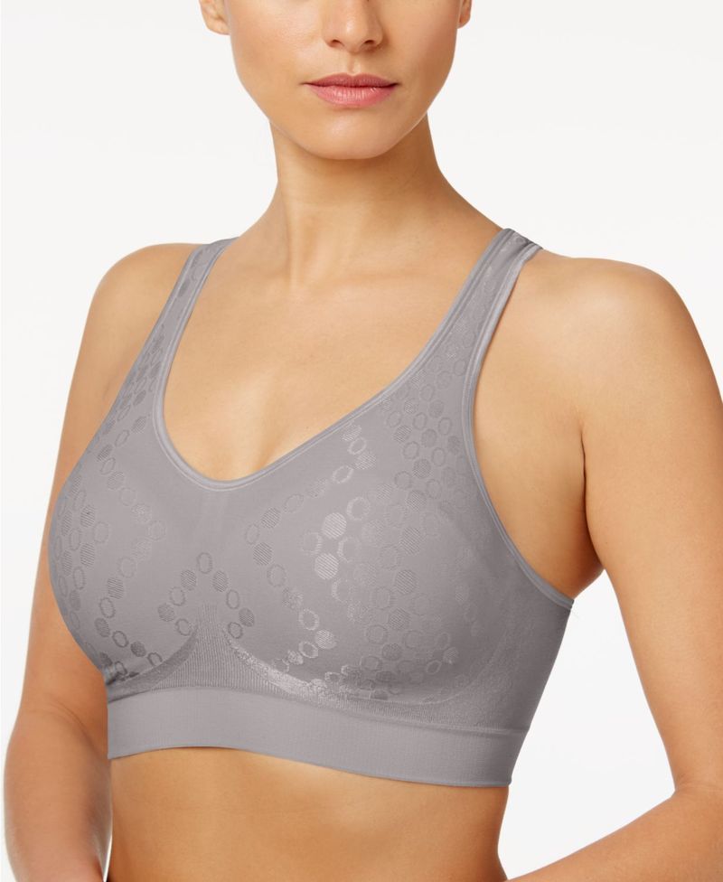 バリ レディース アンダーウェア ブラジャー Bali Comfort Revolution ComfortFlex Fit Seamless Shaping Wireless Bra 3488 Crystal Grey Dot グレー