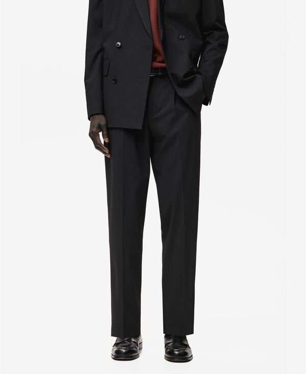 マンゴ メンズ ボトムス カジュアルパンツ MANGO Mens Boston RegularFit Suit Pants Black ブラック