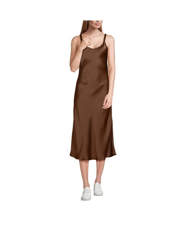 ランズエンド レディース トップス ワンピース サテン Lands End Womens Satin Slip Dress Tree bark