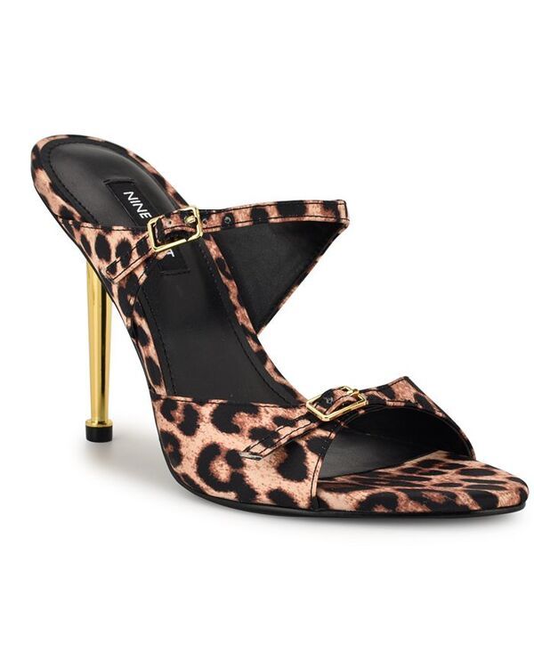 ナインウェスト レディース シューズ サンダル Nine West Womens Reida Open Toe Dress Sandals Leopard Satin アニマル
