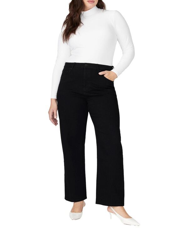 エロクイ レディース ボトムス デニムパンツ プラスサイズ ELOQUII Plus Size The Naomi Comfort Stretch Straight Jean Black rinse ブラック
