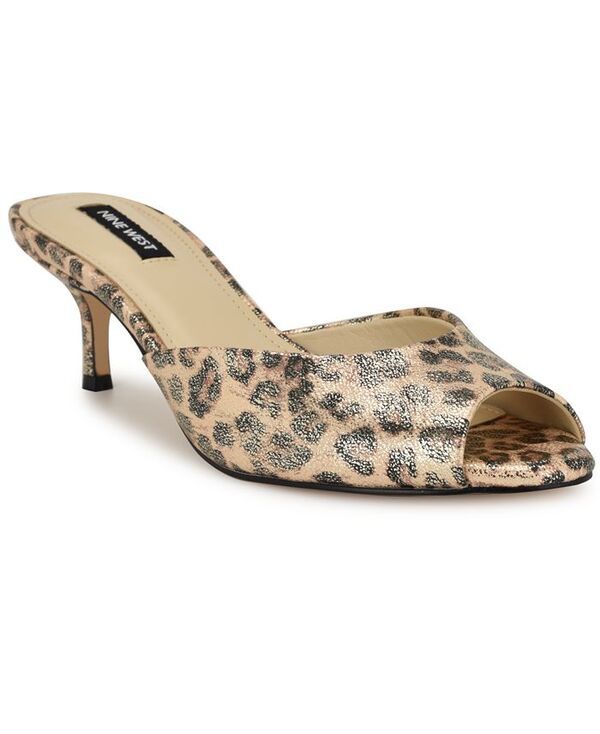 ナインウェスト レディース シューズ サンダル ヒール Nine West Womens Luvlie Open Toe Kitten Heel Dress Sandals Gold Shimmer Leopard ゴールド