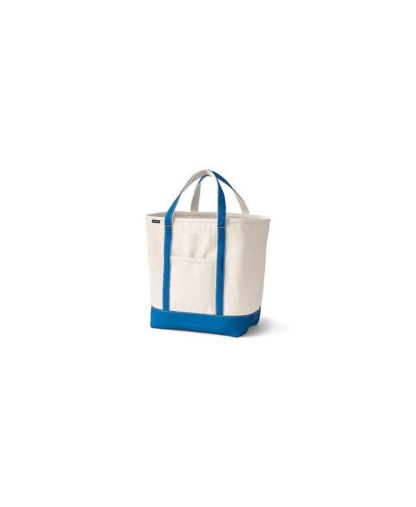 ランズエンド レディース バッグ Lands End Large 5 Pocket Open Top Canvas Tote Bag Naturalbeacon blue ブルー