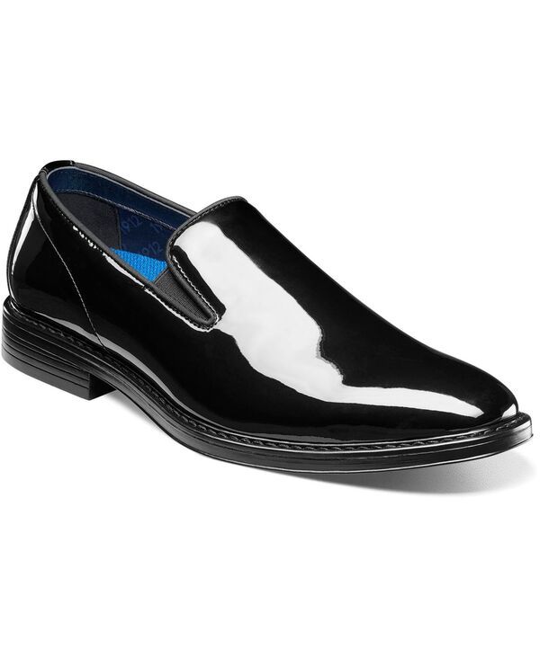 ノンブッシュ メンズ シューズ スリッポン・ローファー Nunn Bush Mens Centro Formal Flex Plain Toe Slip On Dress Shoes Black Patent ブラック