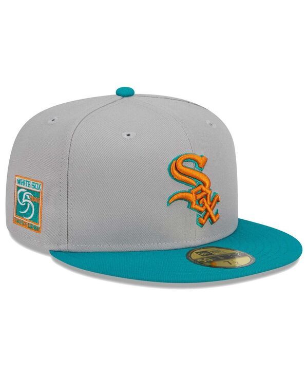 ニューエラ メンズ アクセサリー 帽子 New Era Mens Gray Teal Chicago White Sox 59FIFTY Fitted Hat Gray Teal グレー