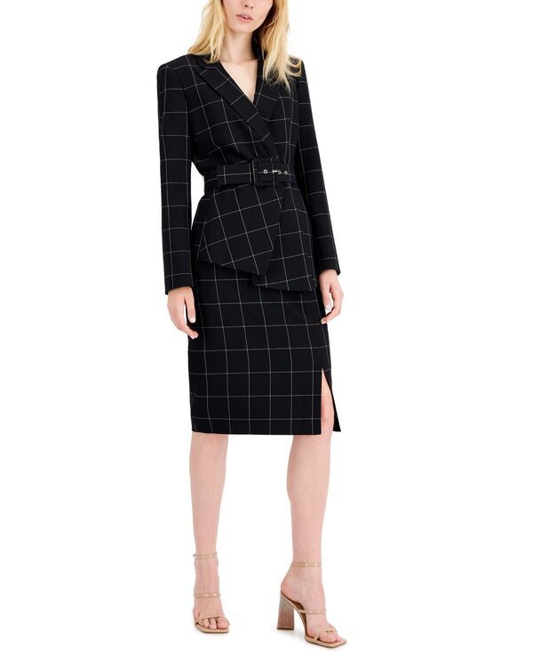 タハリエーエスエル レディース ボトムス スカート プリント Tahari ASL Womens WindowpanePrint Skirt Suit Blkivory アイボリー