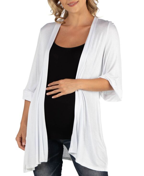 24 セブンコンフォート レディース アウター ニット・セーター カーディガン マタニティ 24seven Comfort Apparel Open Front Elbow Length Sleeve Maternity Cardigan White ホワイト