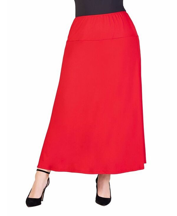 24 セブンコンフォート レディース ボトムス スカート プラスサイズ マキシ 24seven Comfort Apparel Plus Size Maxi Skirt Red レッド