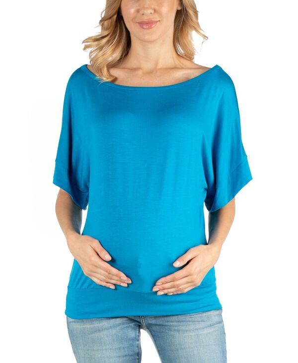 24 セブンコンフォート レディース トップス シャツ マタニティ 24seven Comfort Apparel Loose Fit Dolman Maternity Top with Wide Sleeves Turq
