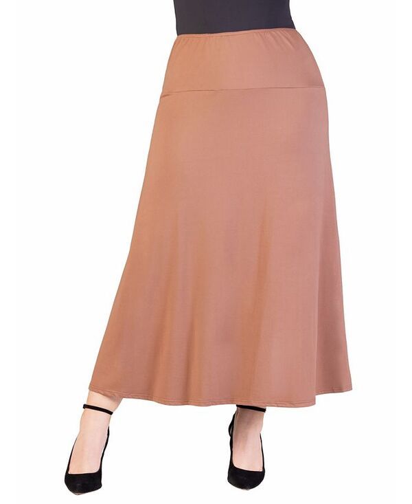 24 セブンコンフォート レディース ボトムス スカート プラスサイズ マキシ 24seven Comfort Apparel Plus Size Maxi Skirt Mocha モカ