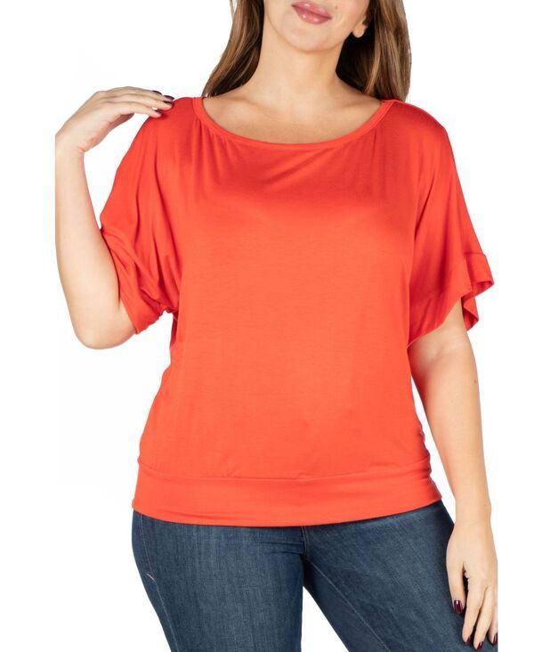 24 セブンコンフォート レディース トップス シャツ プラスサイズ 24seven Comfort Apparel Plus Size Short Sleeve Loose Fitting Dolman Top Carrot