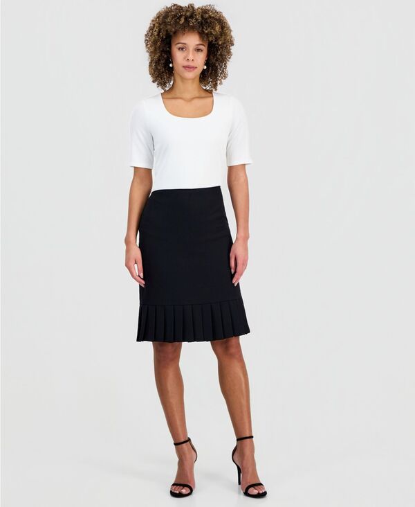 カスパール レディース ボトムスカート プリーツ ミディ Kasper Womens PleatedHemidi Skirt Black ブラック