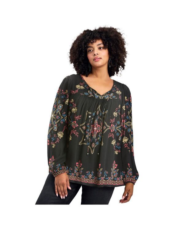 アベニュー レディース トップス シャツ プラスサイズ AVENUE Womens Plusize Suli Bell Sleeve Top Black ブラック