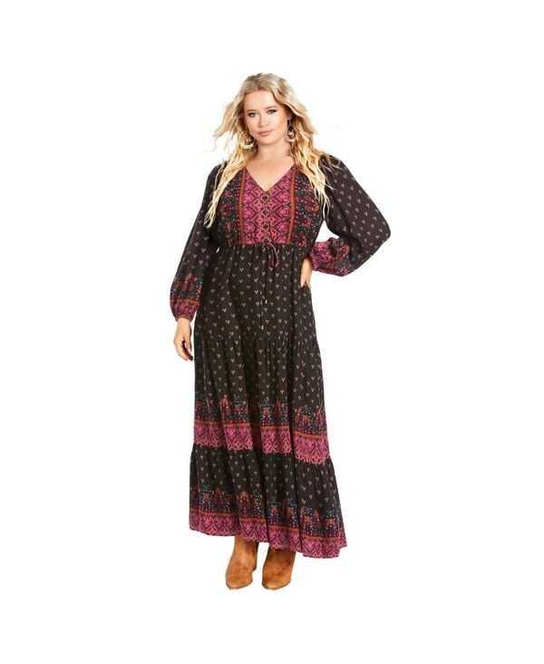 アベニュー レディース トップス ワンピース プラスサイズ マキシ AVENUE Womens Plusizellery Long Sleeve Maxi Dress Boho bliss