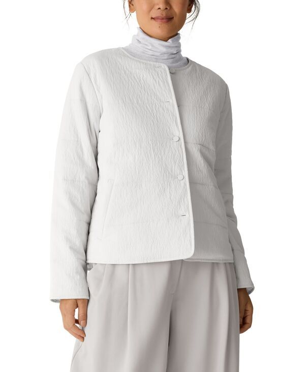 エイリーンフィッシャー レディース アウター ジャケット・ブルゾン キルティング Eileen Fisher Womens Round Neck Quilted Jacket Bone