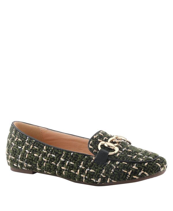 パトリシア レディース シューズ パンプス ニット ローファー Patrizia Womens KNITKNOT Boucle Loafers with Chain Accent Olive multi オリーブ