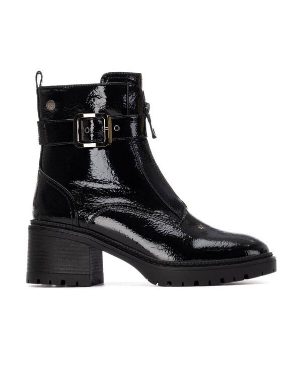 キシタイ レディース シューズ ブーツ・レインブーツ アンクル レザー ヒール Womens Patent Leather Heeled Ankle Booties By XTI Black ブラック
