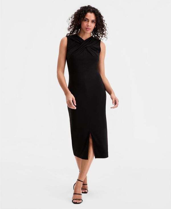 サムエデルマン レディース トップス ワンピース Sam Edelman Womens CrossoverNeck Sheath Dress Black ブラック