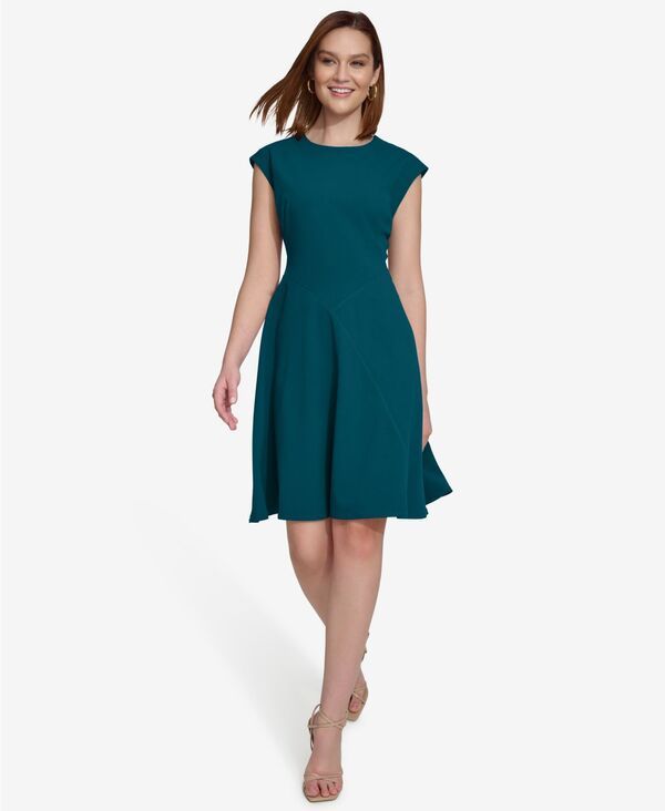 カルバンクライン レディース トップス ワンピース クルーネック 半袖 Calvin Klein Womens Crewneck ShortSleeve Dress Cypress