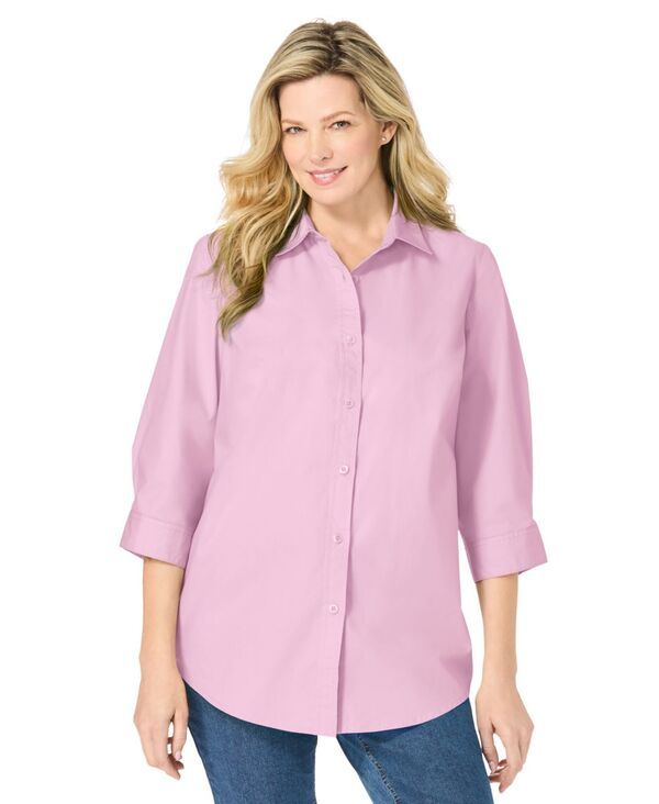 ウーマン ウィズイン レディース トップス シャツ プラスサイズ Woman Within Plusize Within Perfecthree Quarter Sleeve Shirt Pink ピンク
