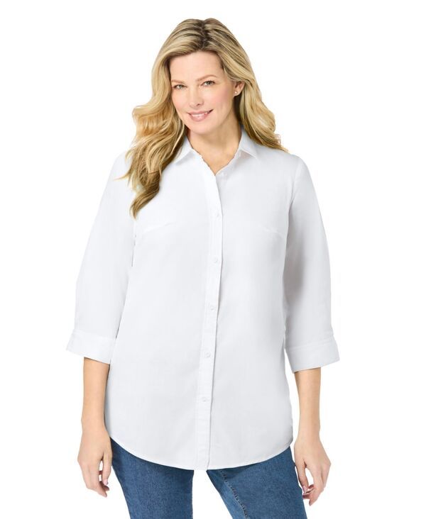 ウーマン ウィズイン レディース トップス シャツ プラスサイズ Woman Within Plusize Within Perfecthree Quarter Sleeve Shirt Original white ホワイト