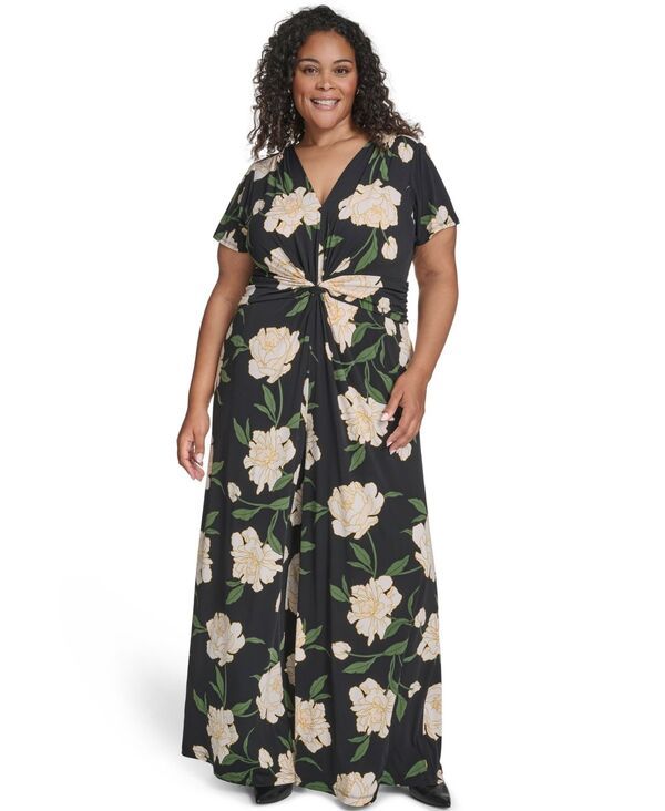 ヴィンスカムート レディース トップス ワンピース Vネック プラスサイズ ジャンプスーツ Vince Camuto Plusize VNeck Twist Front Jumpsuit Black Multi ブラック