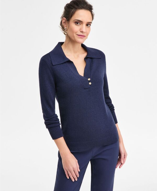 ジェイエムコレクション レディース アウター ニット・セーター JM Collection Womens Lurex Shine JohnnyCollar Sweater Intrepd Lurex Combo 6,699円